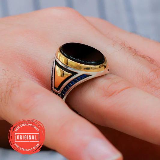 The Ankara Black Aqeeq Ring