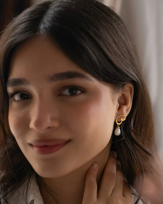 Calligraphed Initial Earrings