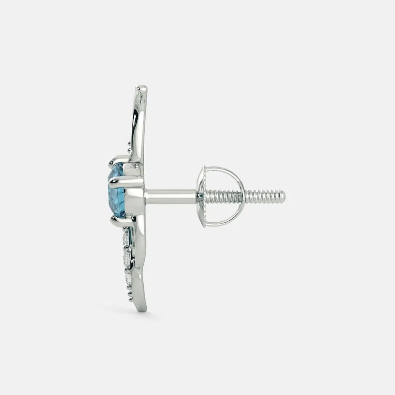 Aquamarine Zircon Earrings - 925 Silver