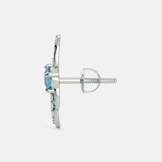 Aquamarine Zircon Earrings - 925 Silver