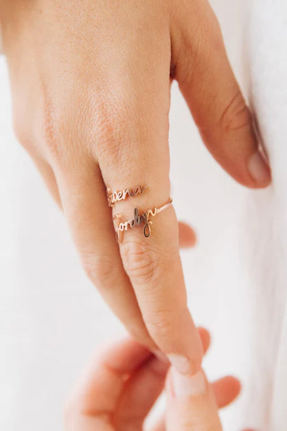 TWO NAME RING GOLD PLATED