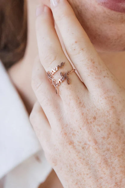 TWO NAME RING GOLD PLATED