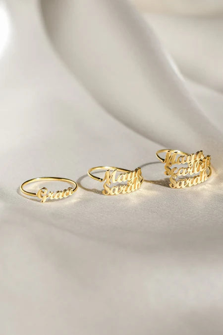 TWO NAME RING GOLD PLATED