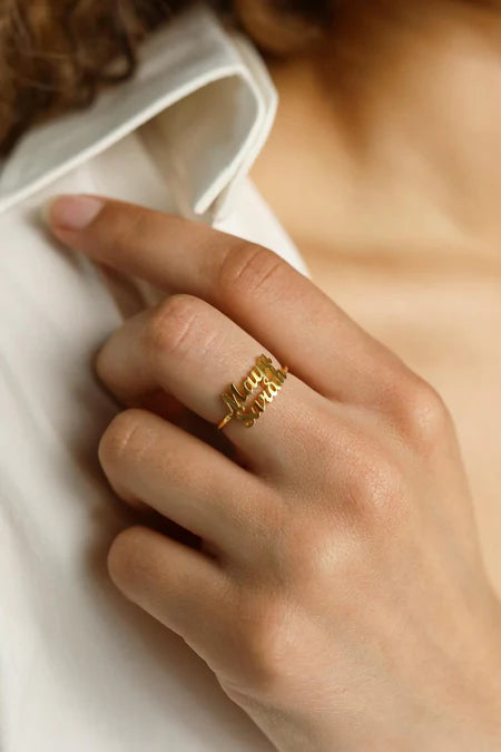 TWO NAME RING GOLD PLATED
