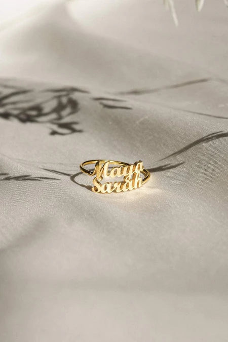 TWO NAME RING GOLD PLATED