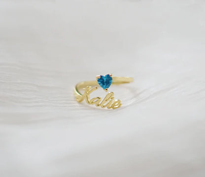 BIRTHSTONE NAME RING