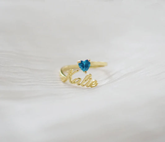 BIRTHSTONE NAME RING