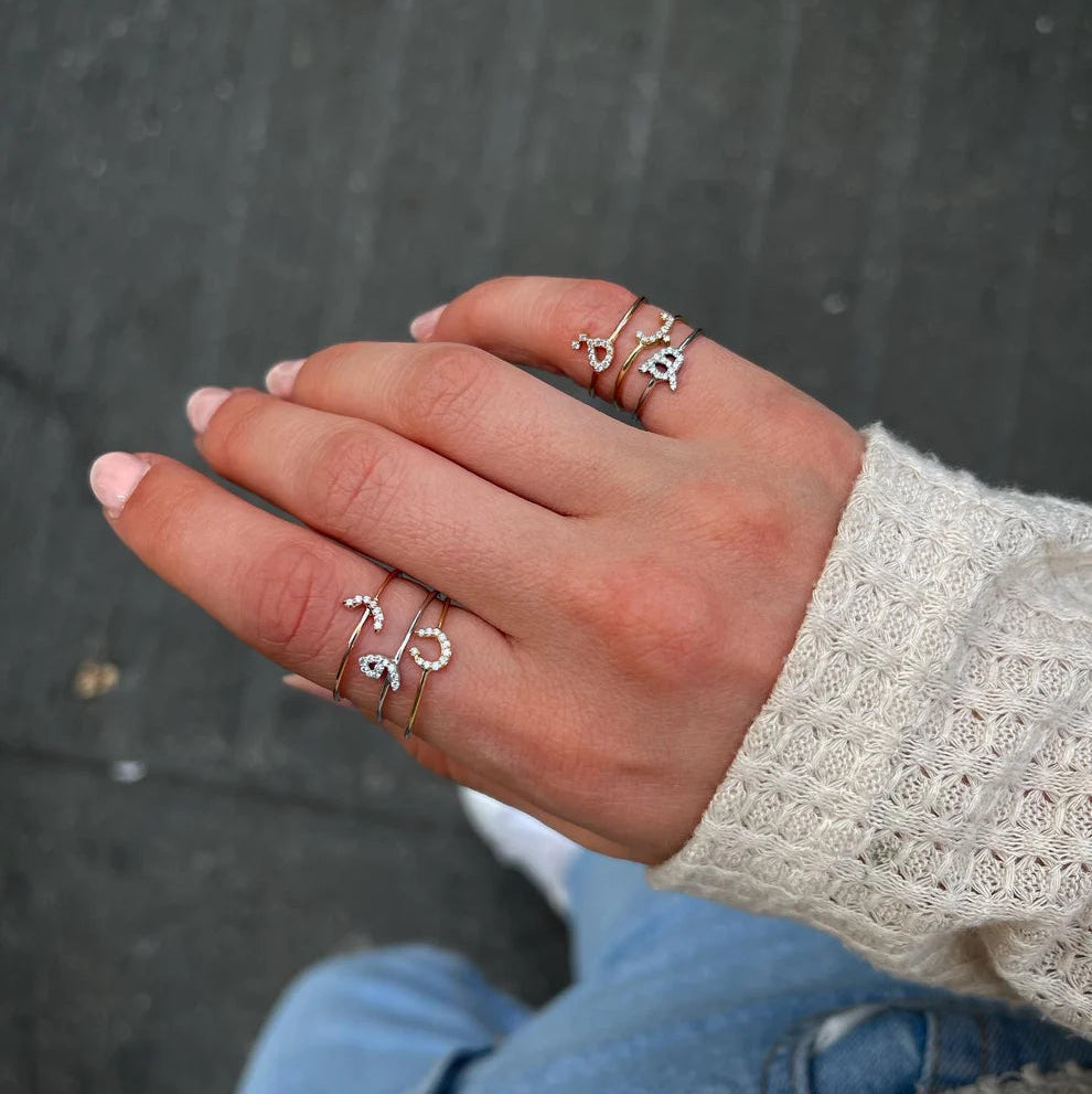 Mini Arabic Initial Diamond Ring