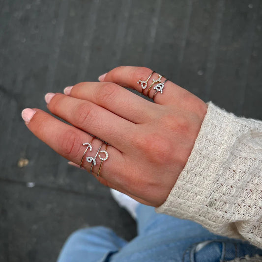 Mini Arabic Initial Diamond Ring